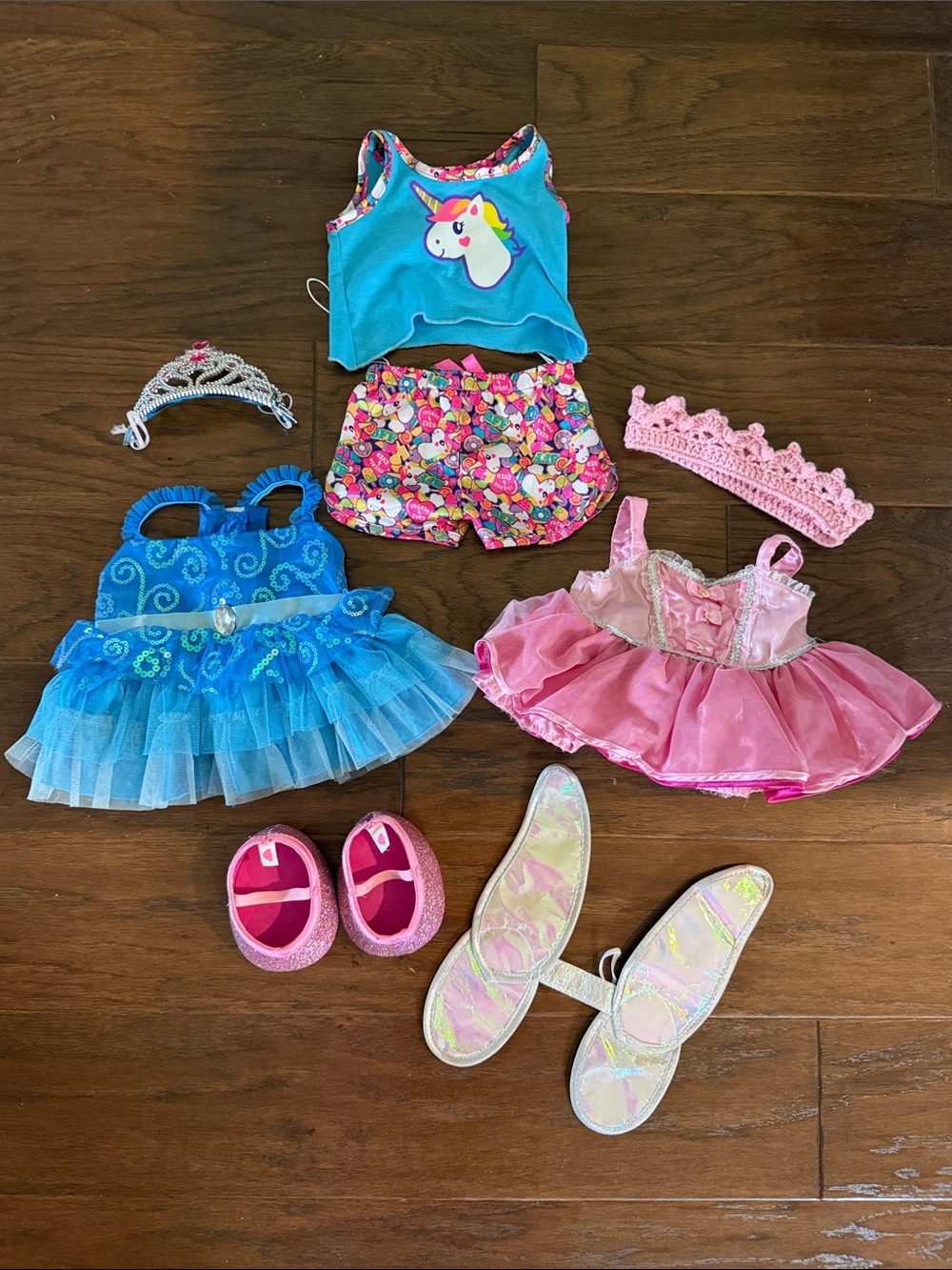 Build-a-bear Dress-Up Outfit Set with Unicorn Tank and Tutu Dresses -Blue & Pink